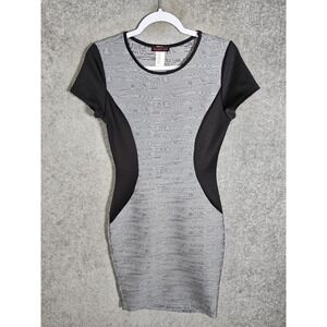 Double Click Y2K Bodycon Dress Womens‎ Sz Small Black Gray Textured Whimsigoth